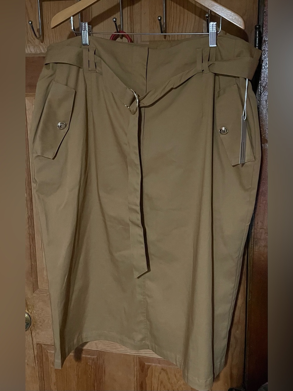 NWT Worthington Khaki Utility Midi Skirt Belted - Size 20W